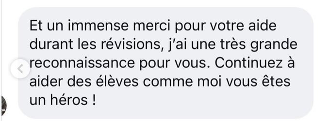 Message d'un élève :