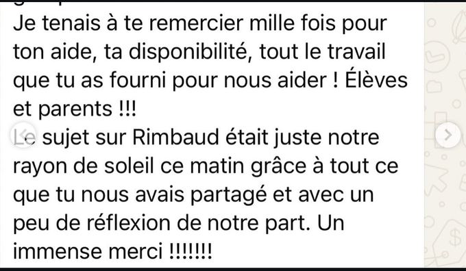 Message d'un élève : Le sujet sur Rimbaud